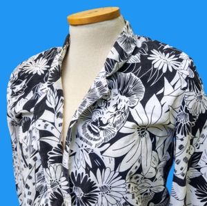 *AS IS* 80s Lion Floral Black and White Blazer